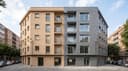 Comparativa de dos edificios residenciales españoles: edificio izquierdo con SATE y edificio derecho con fachada ventilada cerámica