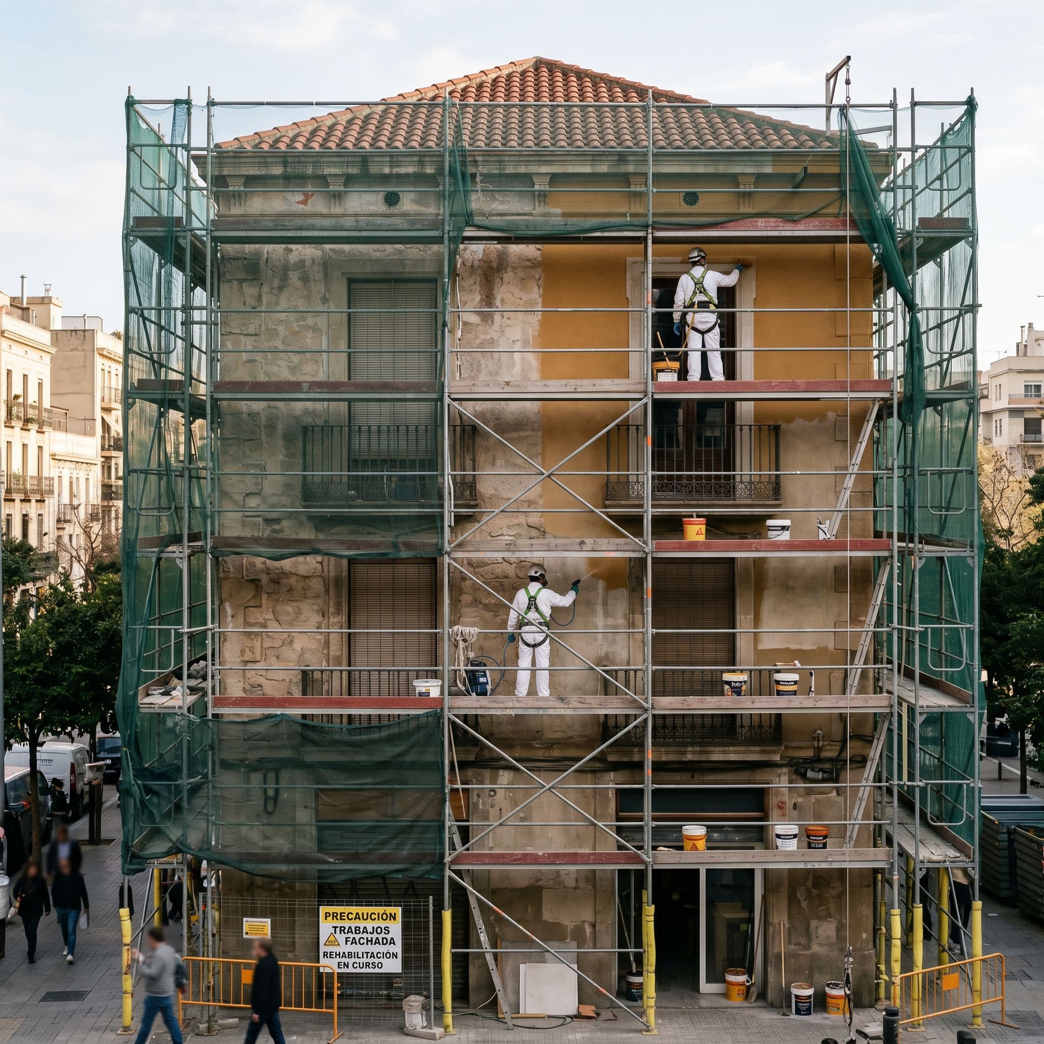 Edificio comunidad vecinos cuatro plantas español repintado integral