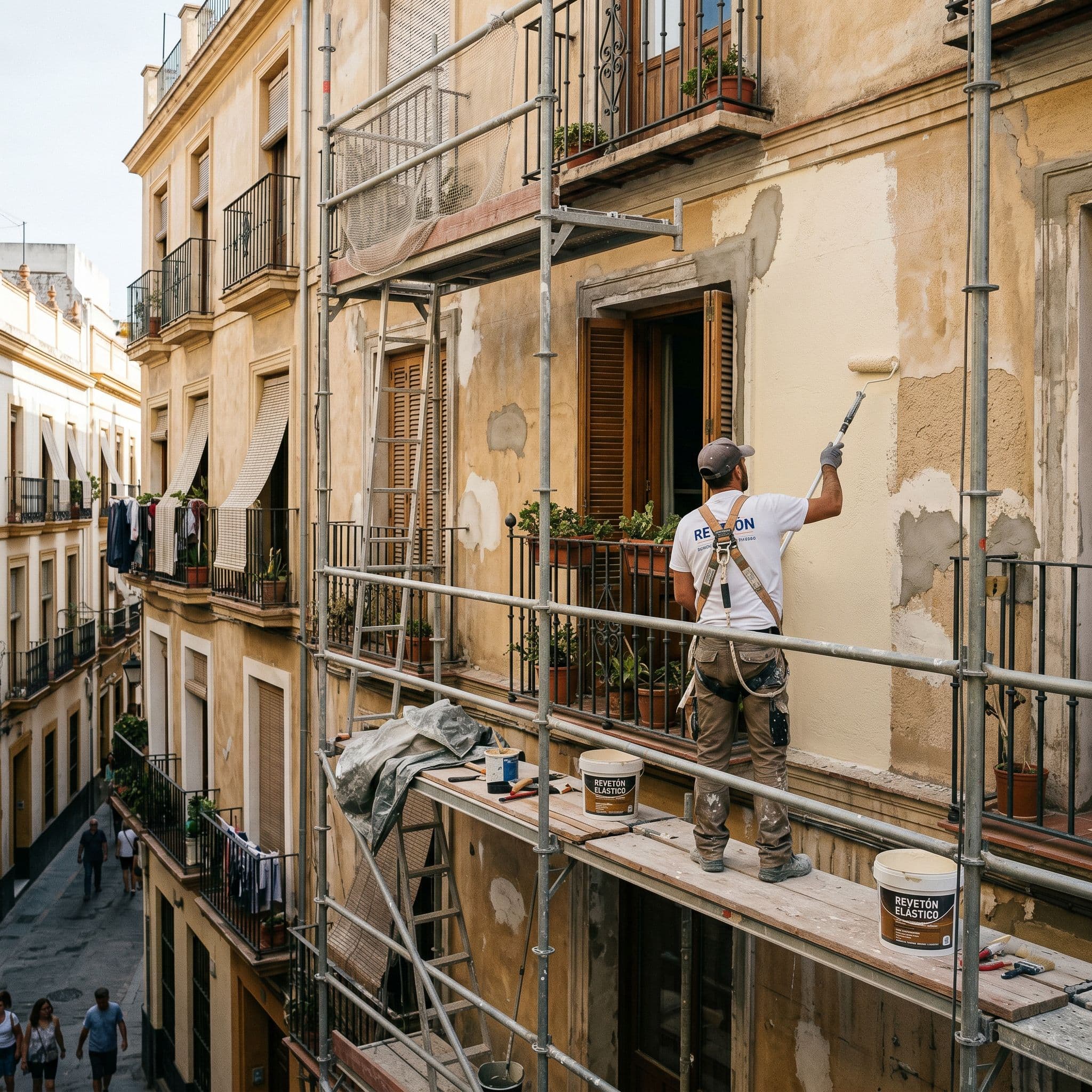 Fachada vivienda española problemas humedad previos