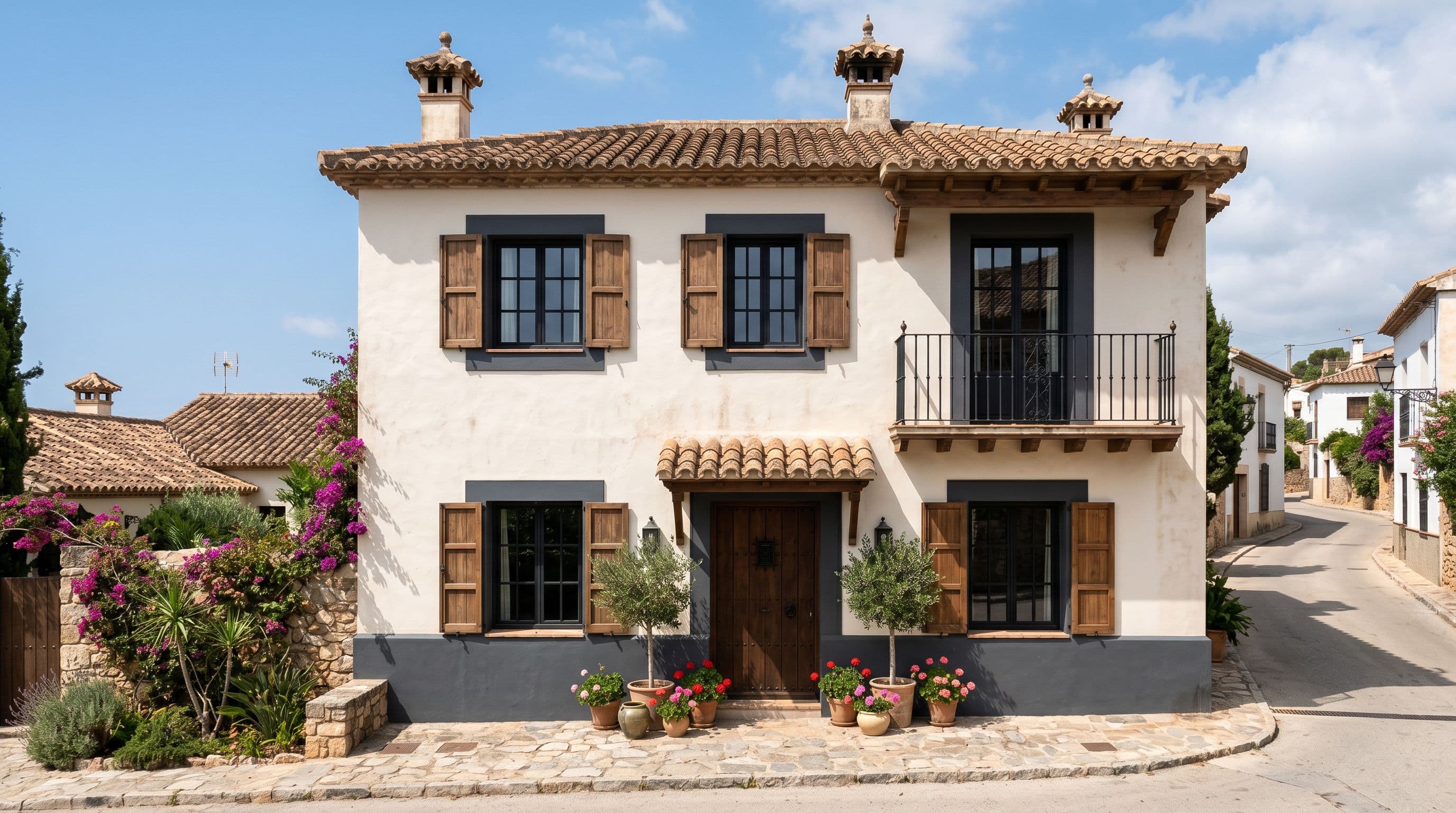 Fachada vivienda unifamiliar española paleta cromática sofisticada