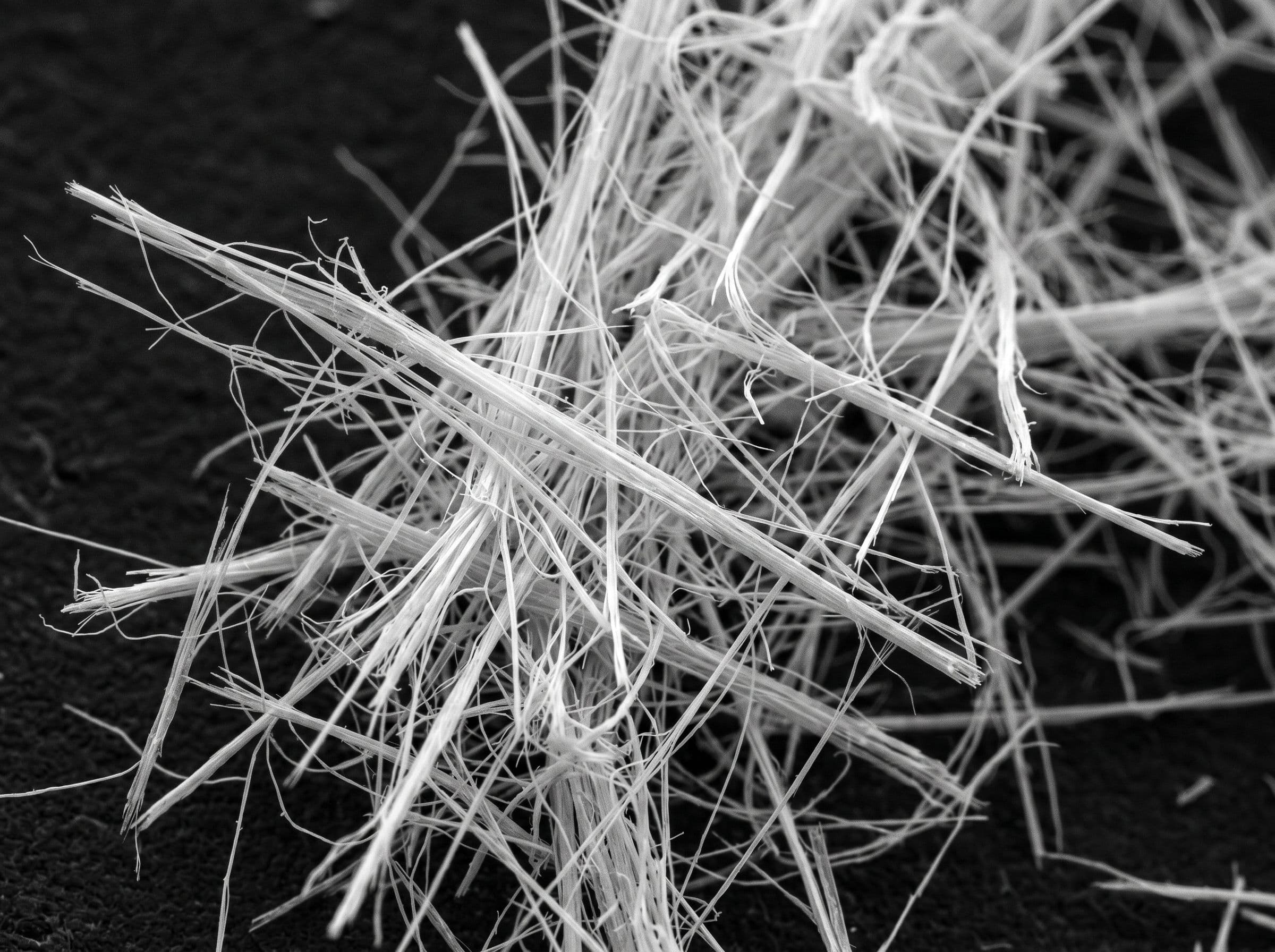 fibras de amianto microscópicas