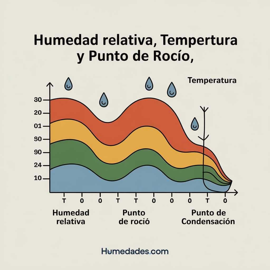 Diagrama explicativo del punto de rocío y su relación con las humedades por condensación en viviendas