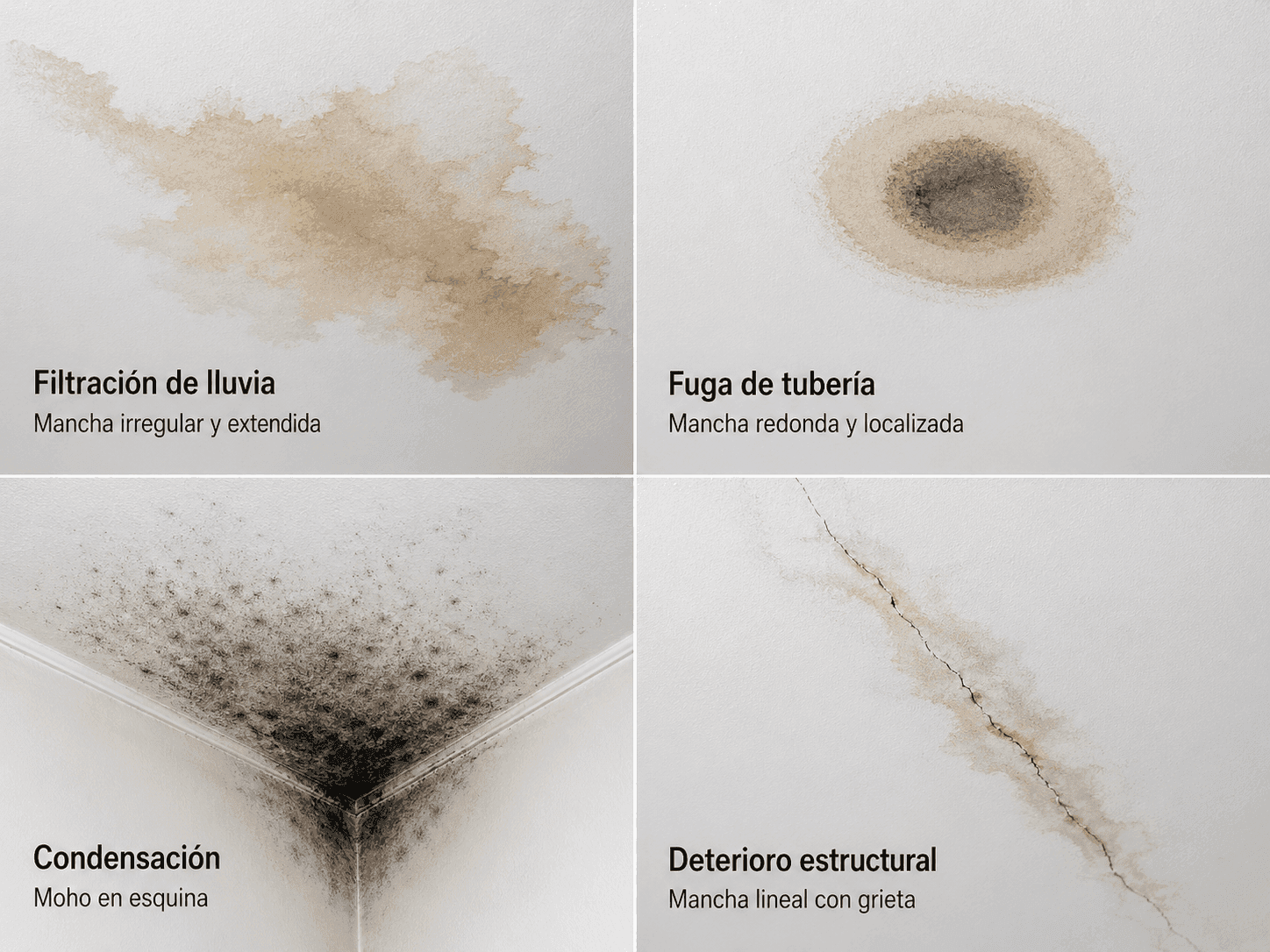 Identificación de las humedades en el techo por patrón de mancha.