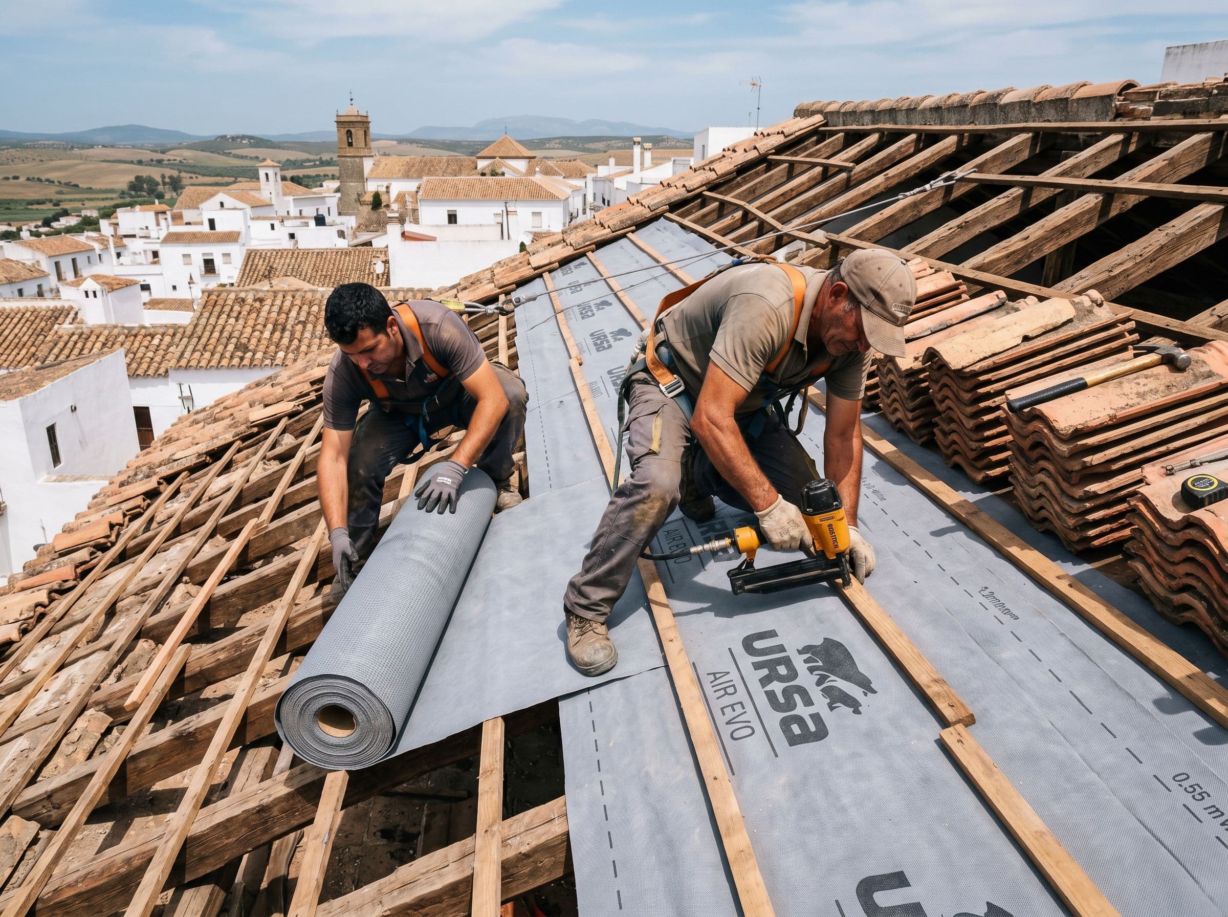 instalación de lámina transpirable bajo teja
