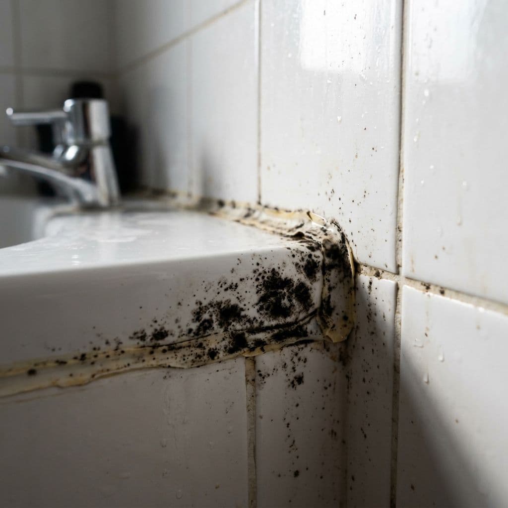 Moho en la silicona del plato de ducha o bañera