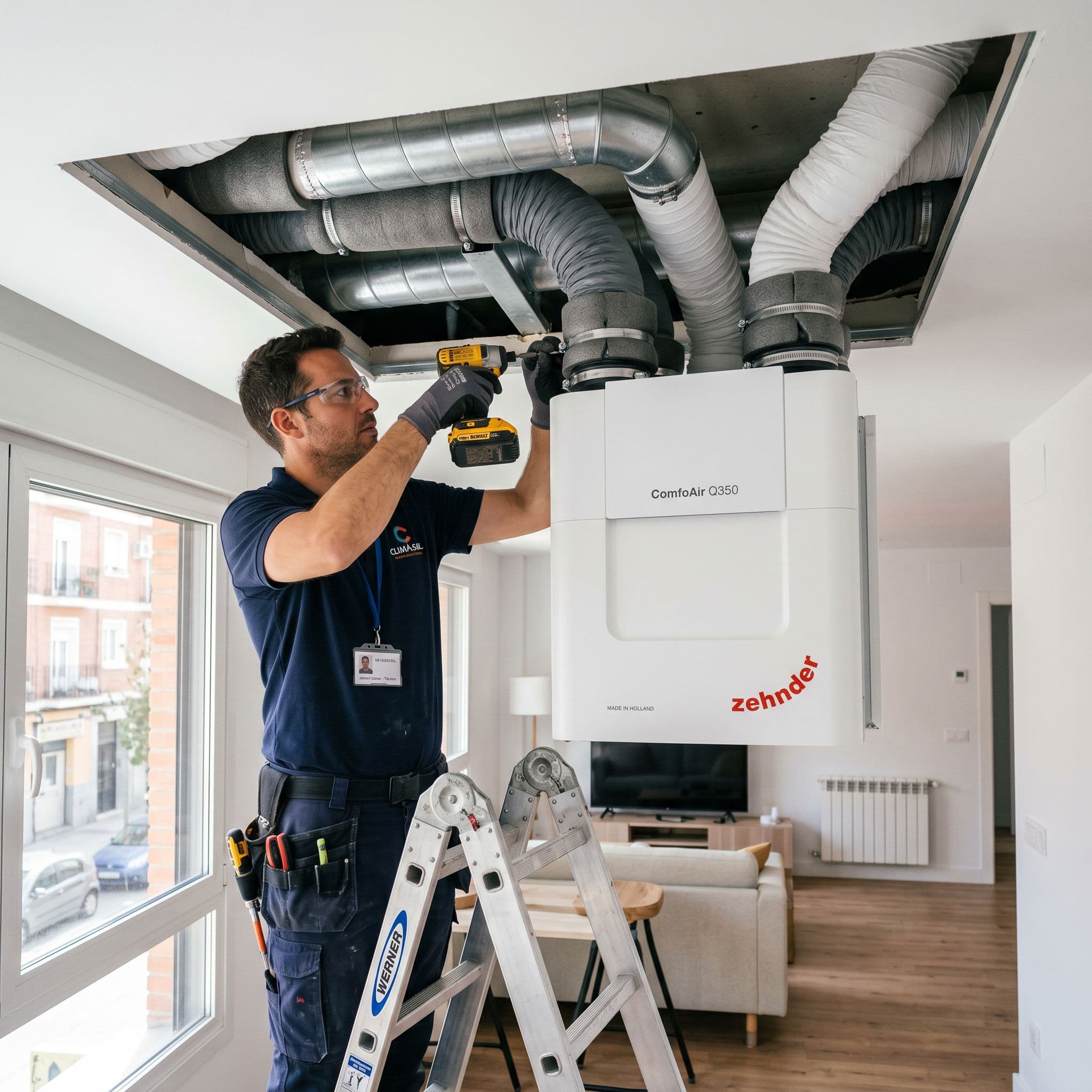 Instalación de sistema de ventilación mecánica controlada VMC en vivienda española
