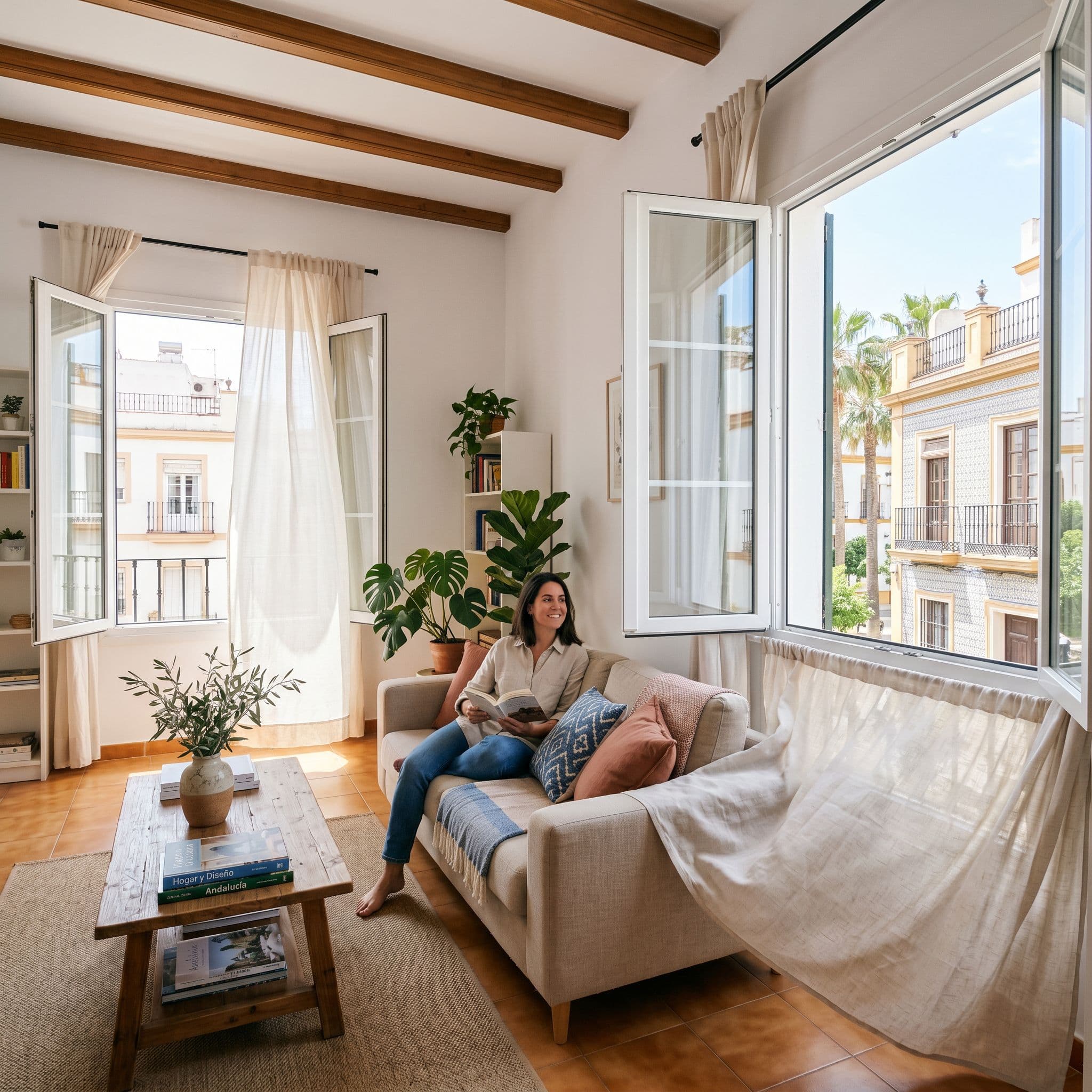 Ventilación cruzada abriendo ventanas opuestas para renovar el aire y reducir condensación