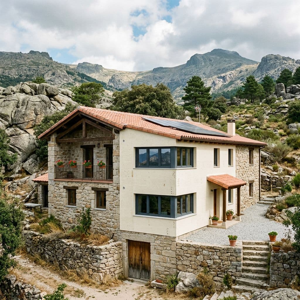 Vivienda tradicional rehabilitada con SATE y ventanas herméticas zona granítica aumento concentración gas radón por reducción ventilación natural