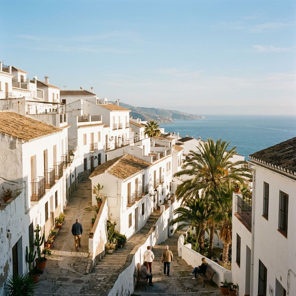 Localidad costera del sur de España en invierno, representativa de la zona climática A, de inviernos suaves.
