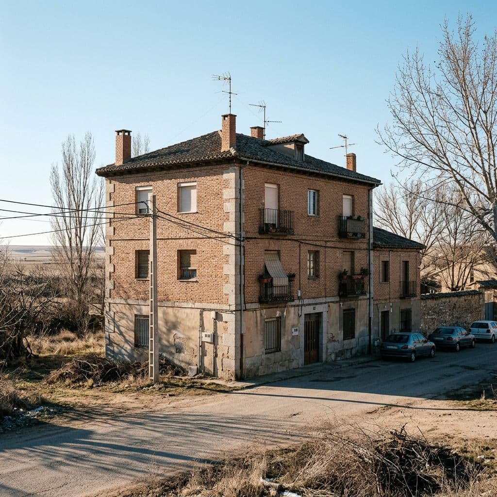 Edificio residencial del interior peninsular en invierno, representativo de las zonas climáticas C y D.